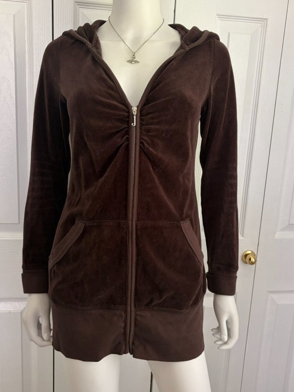 Juicy couture size medium brown velour hoodie mini dress